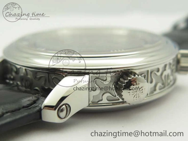 6104P Moon SS Black Dial on Black Leather Strap A240 V2