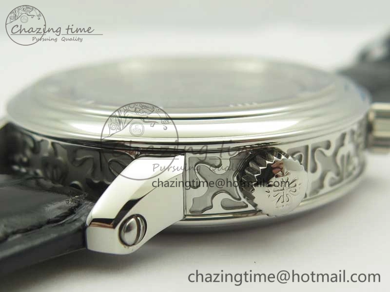 6104P Moon SS Black Dial on Black Leather Strap A240 V2
