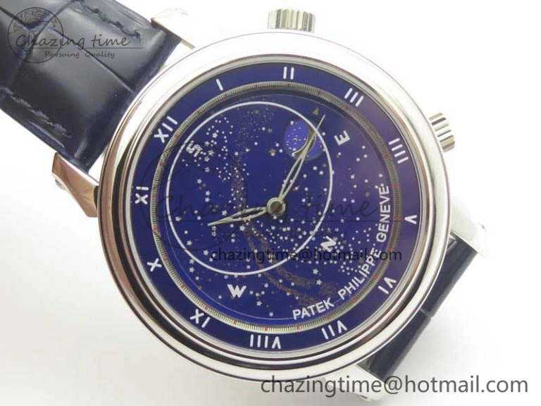 6104P Moon SS Blue Dial on Blue Leather Strap A240 V2
