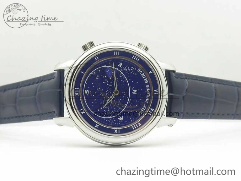 6104P Moon SS Blue Dial on Blue Leather Strap A240 V2