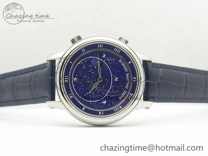 6104P Moon SS Blue Dial on Blue Leather Strap A240 V2