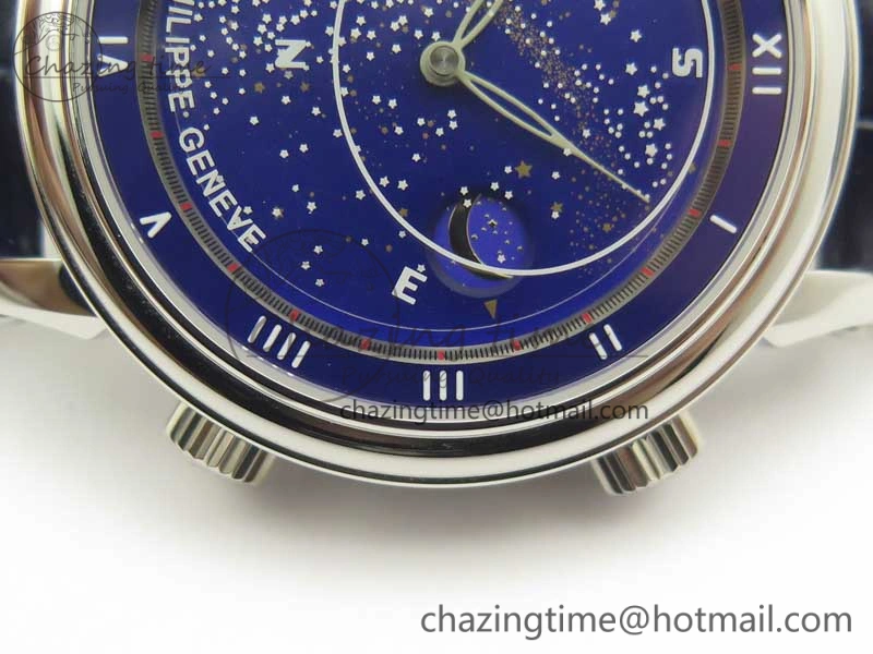 6104P Moon SS Blue Dial on Blue Leather Strap A240 V2