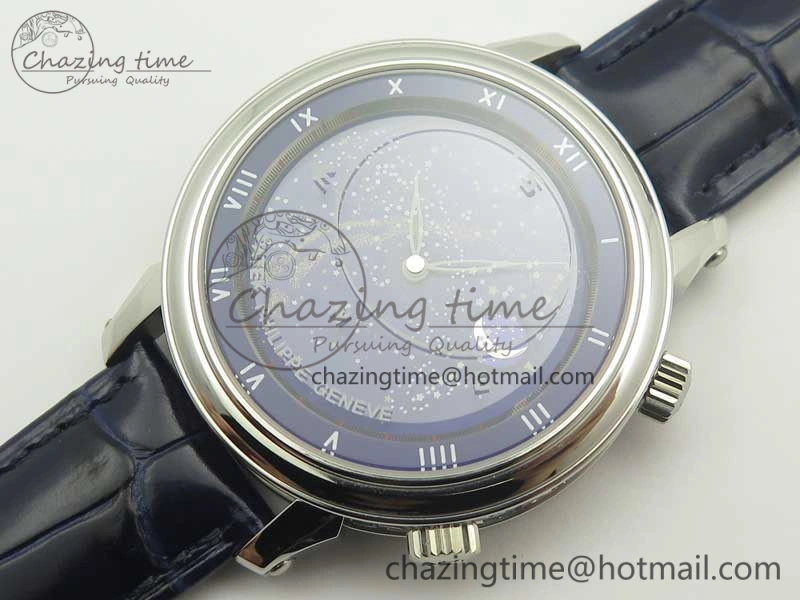 6104P Moon SS Blue Dial on Blue Leather Strap A240 V2
