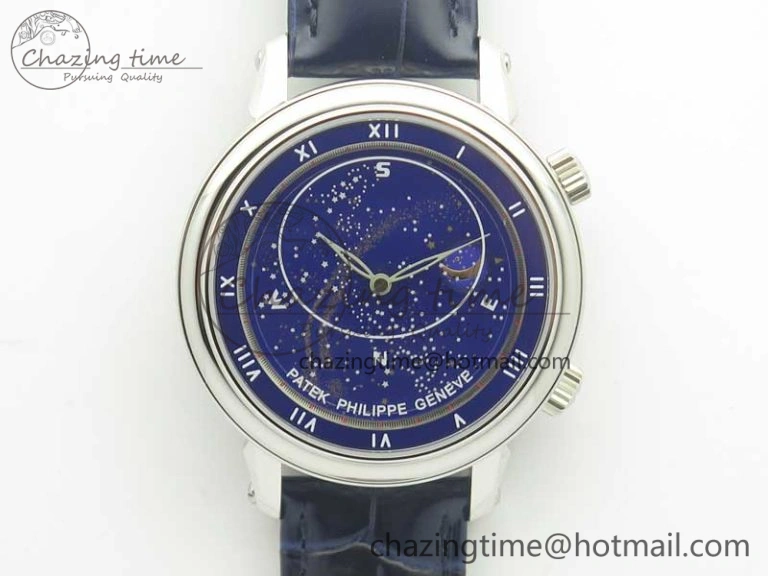 6104P Moon SS Blue Dial on Blue Leather Strap A240 V2