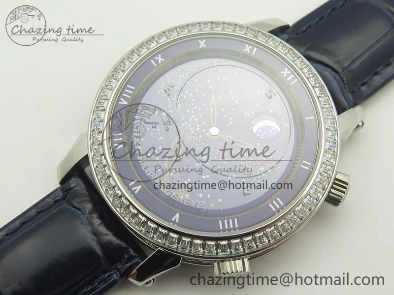 6104P Moon SS Diamond Bezel Blue Dial on Blue Leather Strap A240 V2
