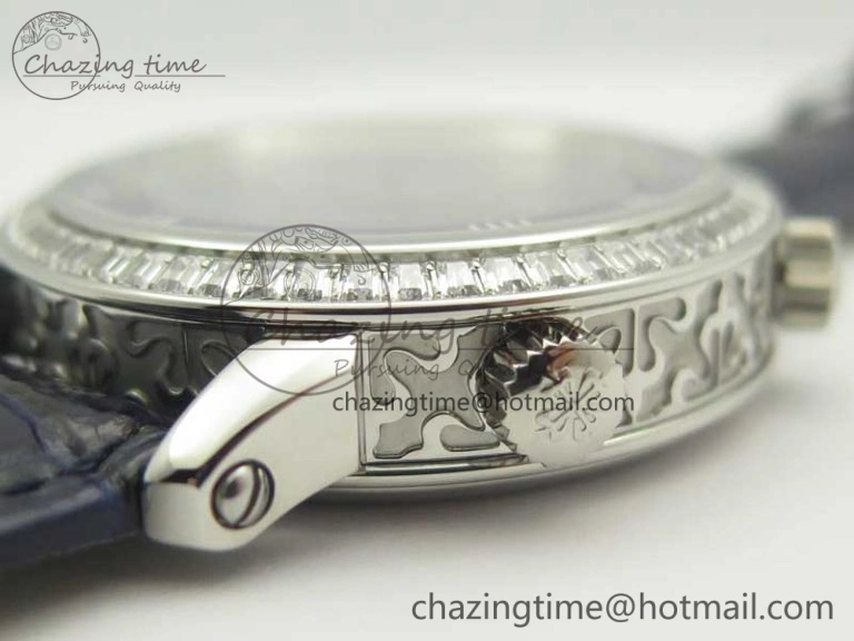 6104P Moon SS Diamond Bezel Blue Dial on Blue Leather Strap A240 V2