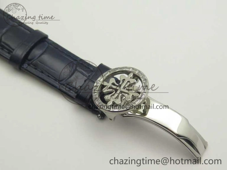 6104P Moon SS Diamond Bezel Blue Dial on Blue Leather Strap A240 V2
