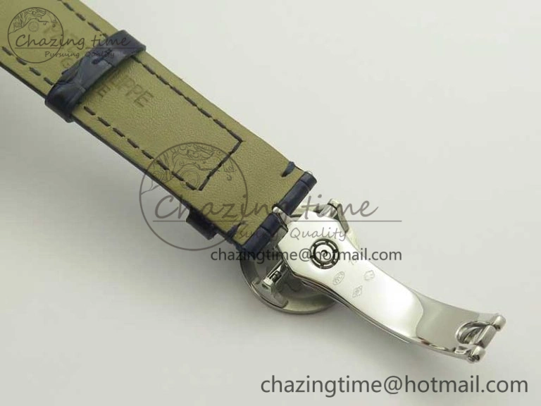 6104P Moon SS Diamond Bezel Blue Dial on Blue Leather Strap A240 V2