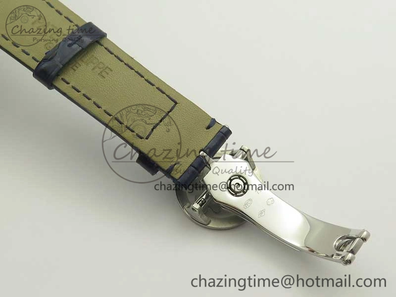 6104P Moon SS Diamond Bezel Blue Dial on Blue Leather Strap A240 V2