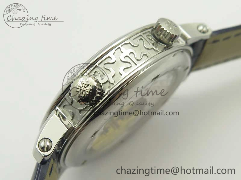 6104P Moon SS Diamond Bezel Blue Dial on Blue Leather Strap A240 V2