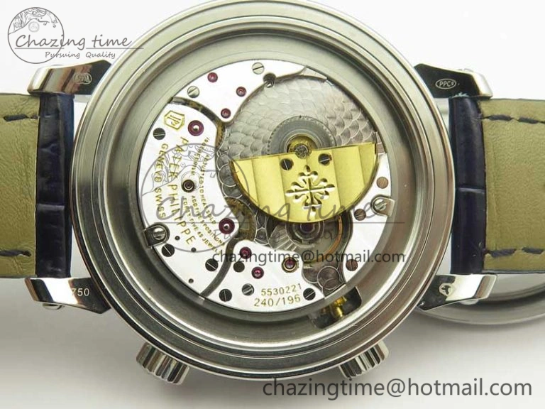 6104P Moon SS Diamond Bezel Blue Dial on Blue Leather Strap A240 V2
