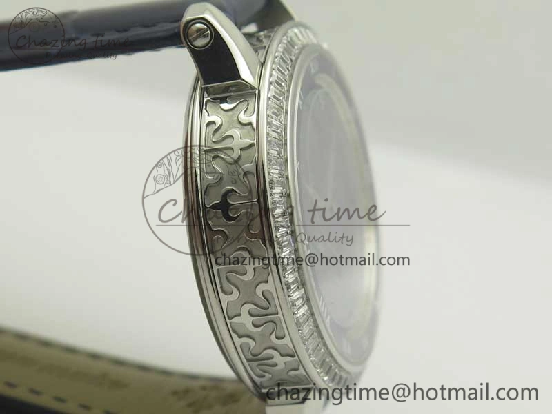 6104P Moon SS Diamond Bezel Blue Dial on Blue Leather Strap A240 V2