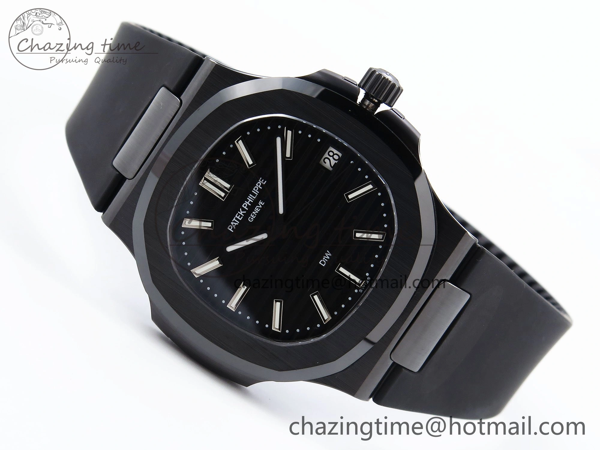 AET Nautilus 5711 Black Ceramic AMGF Best Edition Black Dial on Black Rubber Strap MIYOTA 9015