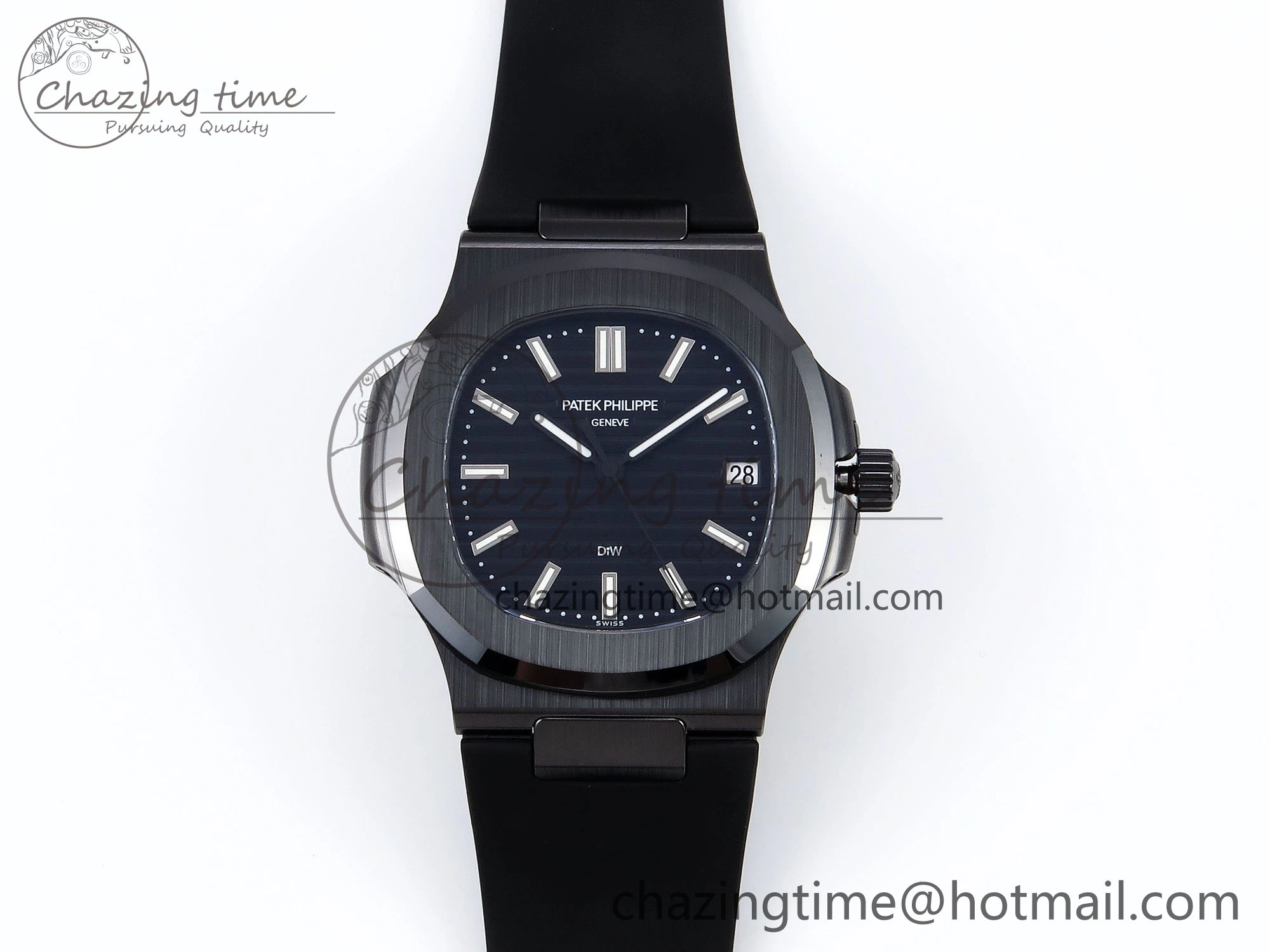 AET Nautilus 5711 Black Ceramic AMGF Best Edition Black Dial on Black Rubber Strap MIYOTA 9015