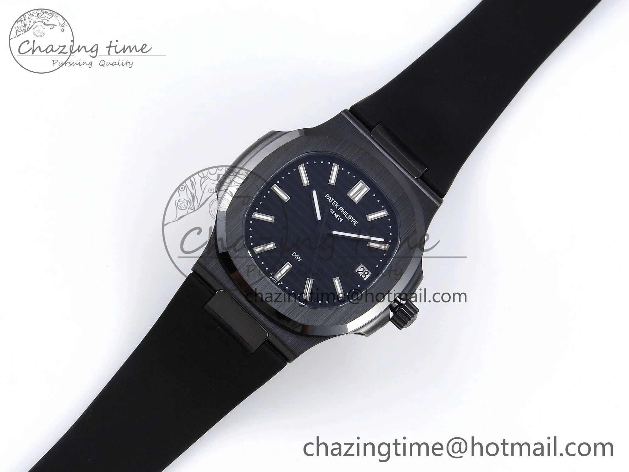 AET Nautilus 5711 Black Ceramic AMGF Best Edition Black Dial on Black Rubber Strap MIYOTA 9015