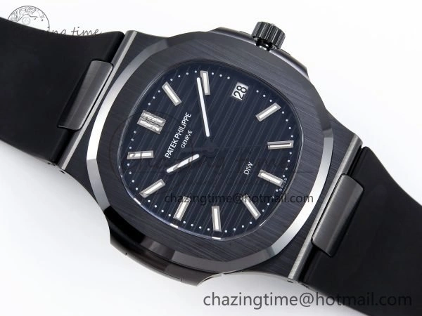 AET Nautilus 5711 Black Ceramic AMGF Best Edition Black Dial on Black Rubber Strap MIYOTA 9015