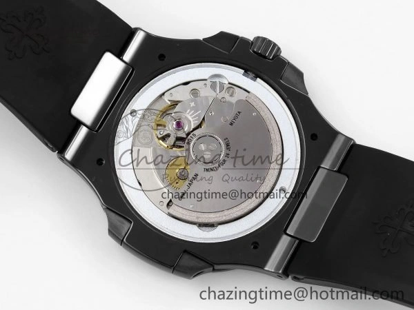 AET Nautilus 5711 Black Ceramic AMGF Best Edition Blue Dial on Black Rubber Strap MIYOTA 9015