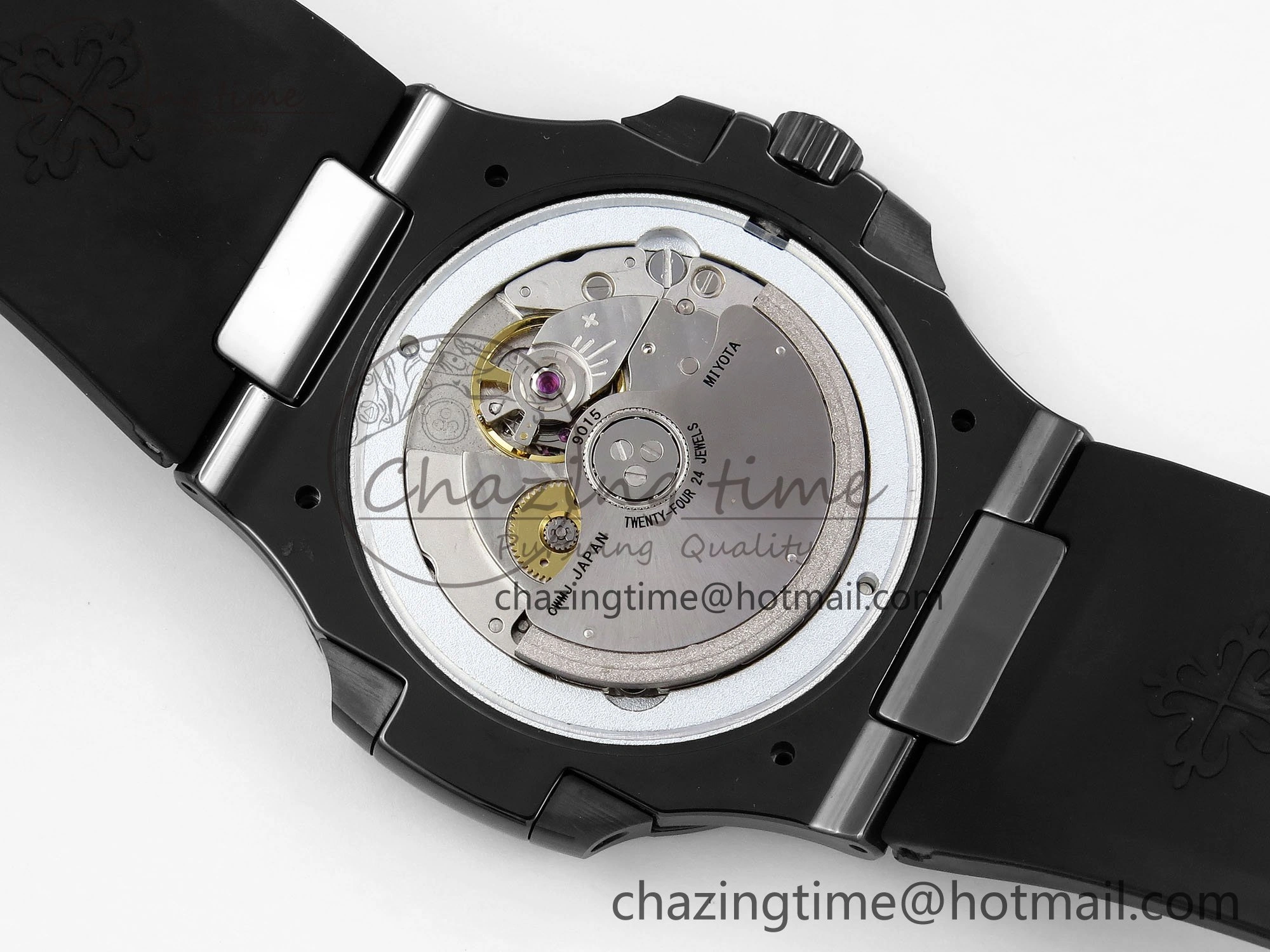 AET Nautilus 5711 Black Ceramic AMGF Best Edition Blue Dial on Black Rubber Strap MIYOTA 9015