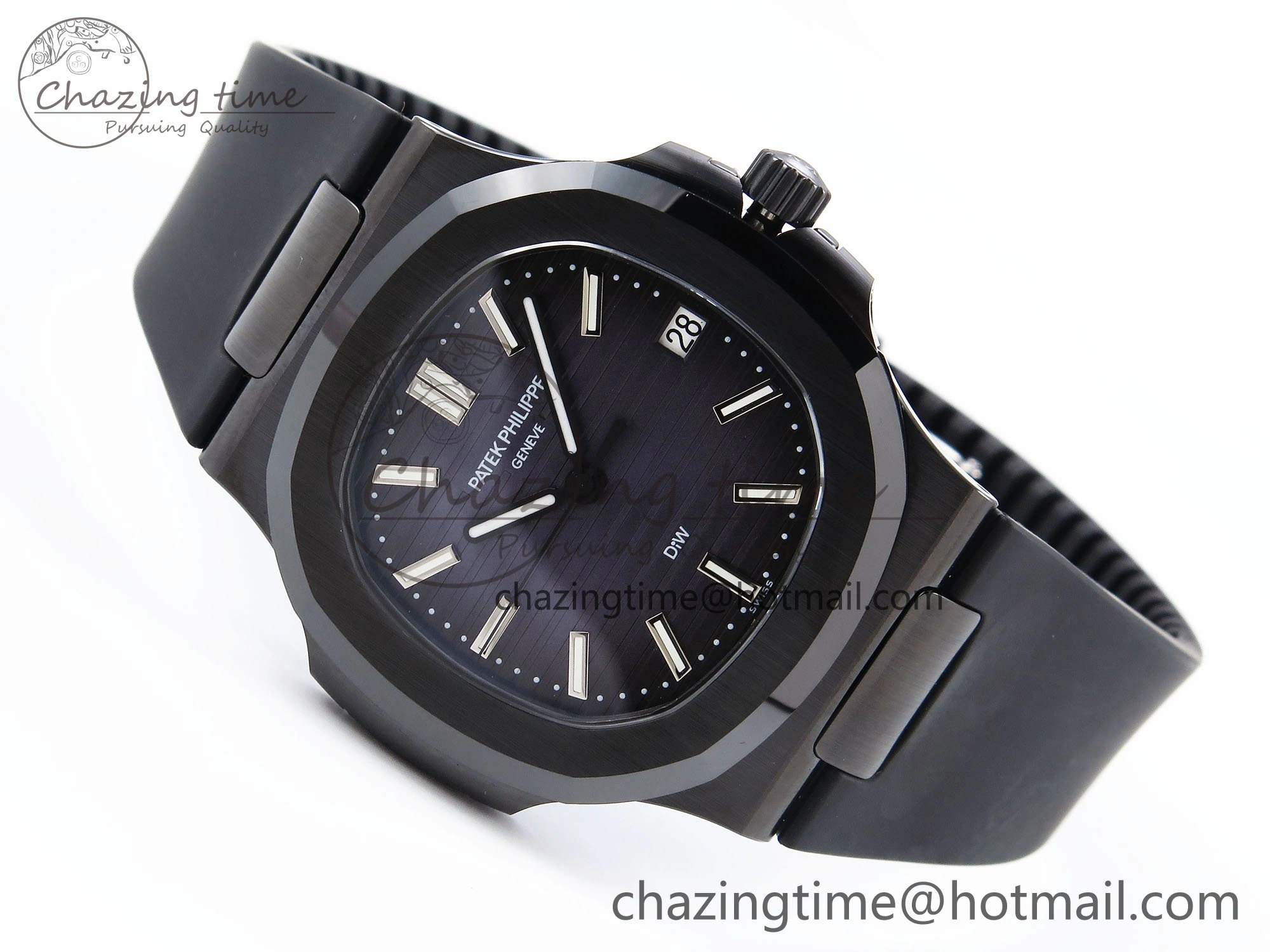 AET Nautilus 5711 Black Ceramic AMGF Best Edition Blue Dial on Black Rubber Strap MIYOTA 9015