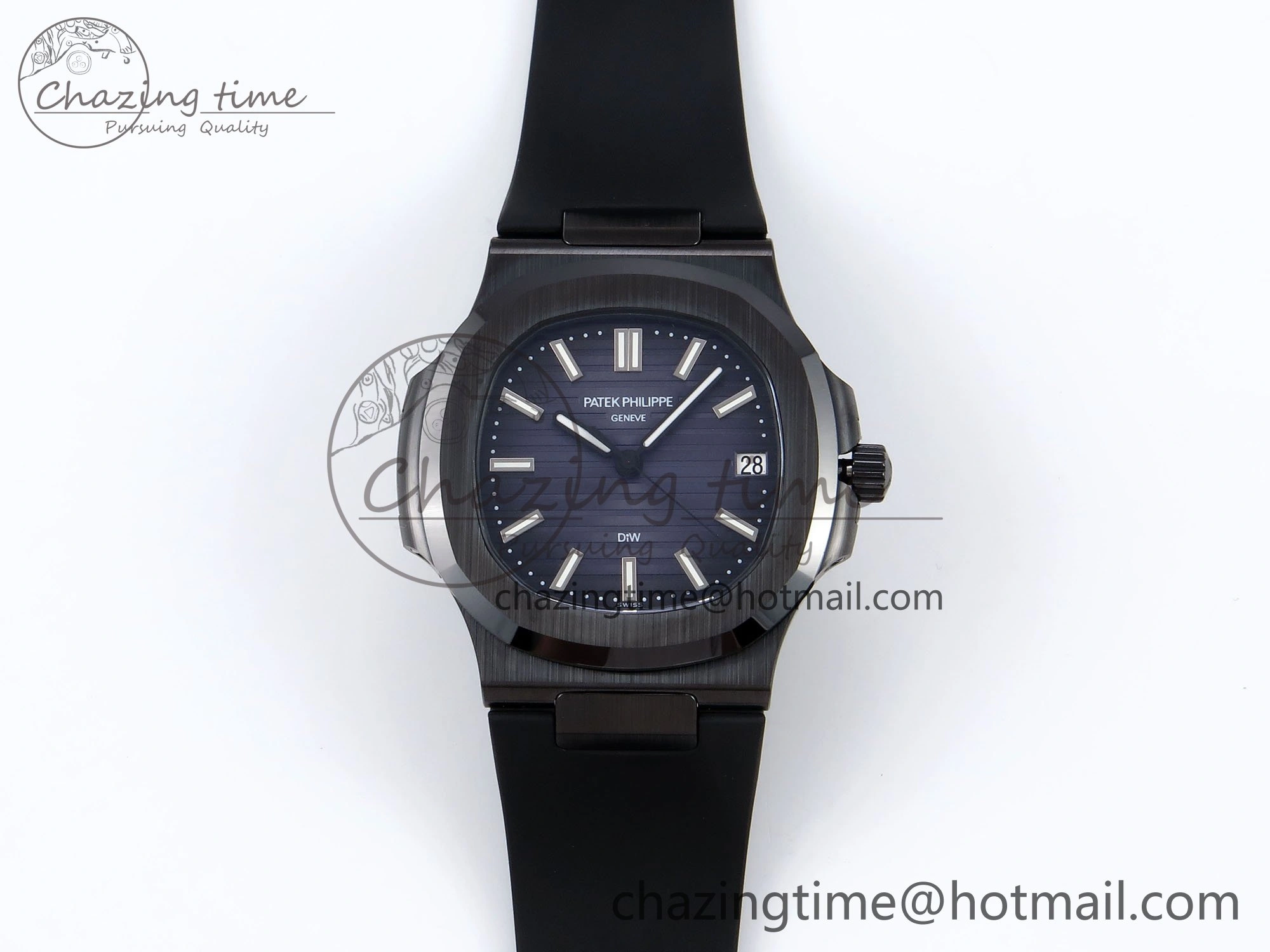 AET Nautilus 5711 Black Ceramic AMGF Best Edition Blue Dial on Black Rubber Strap MIYOTA 9015