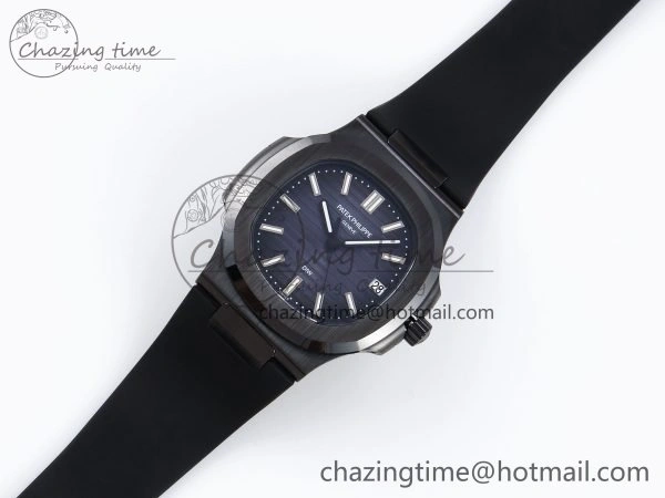 AET Nautilus 5711 Black Ceramic AMGF Best Edition Blue Dial on Black Rubber Strap MIYOTA 9015