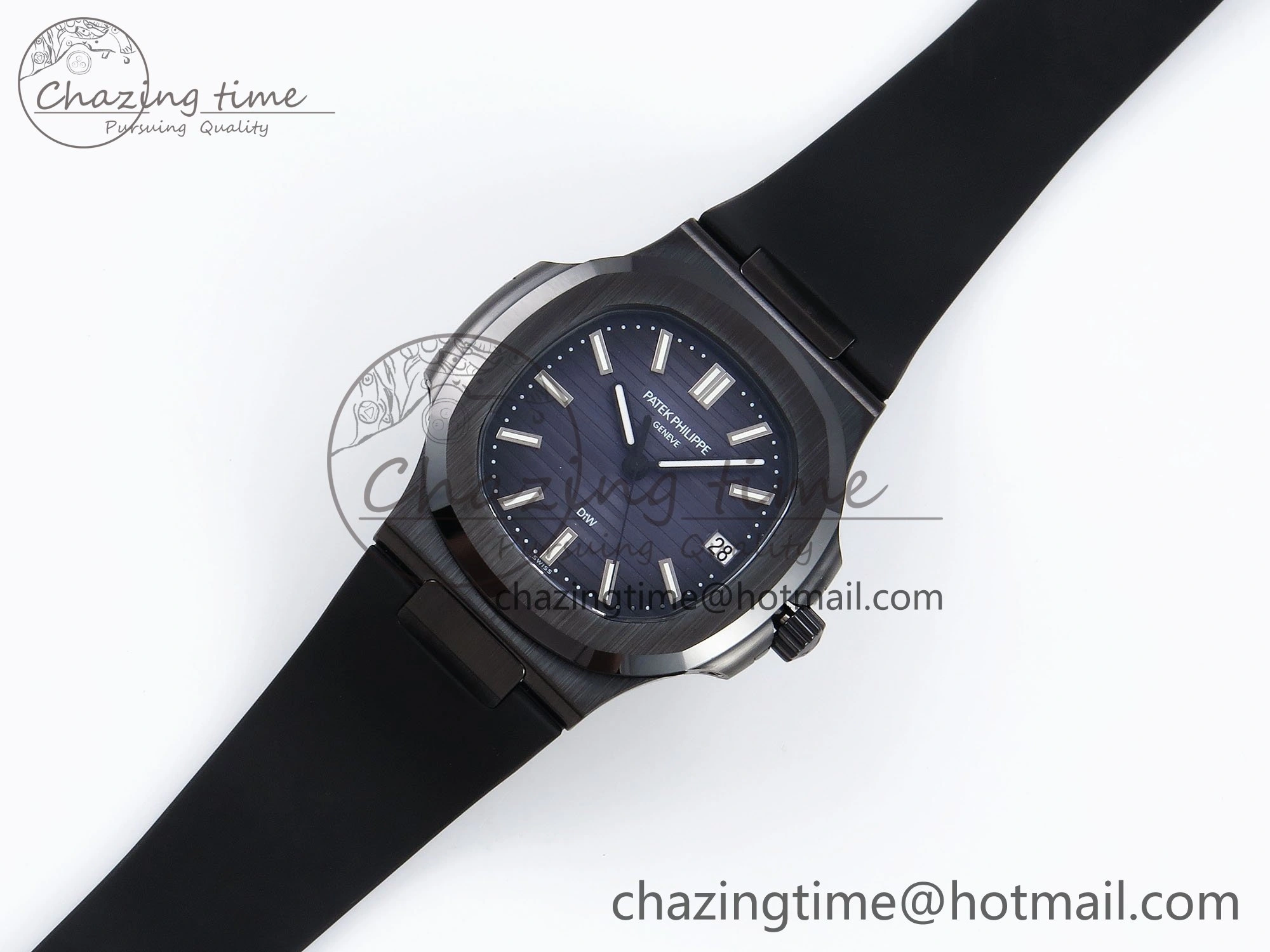 AET Nautilus 5711 Black Ceramic AMGF Best Edition Blue Dial on Black Rubber Strap MIYOTA 9015