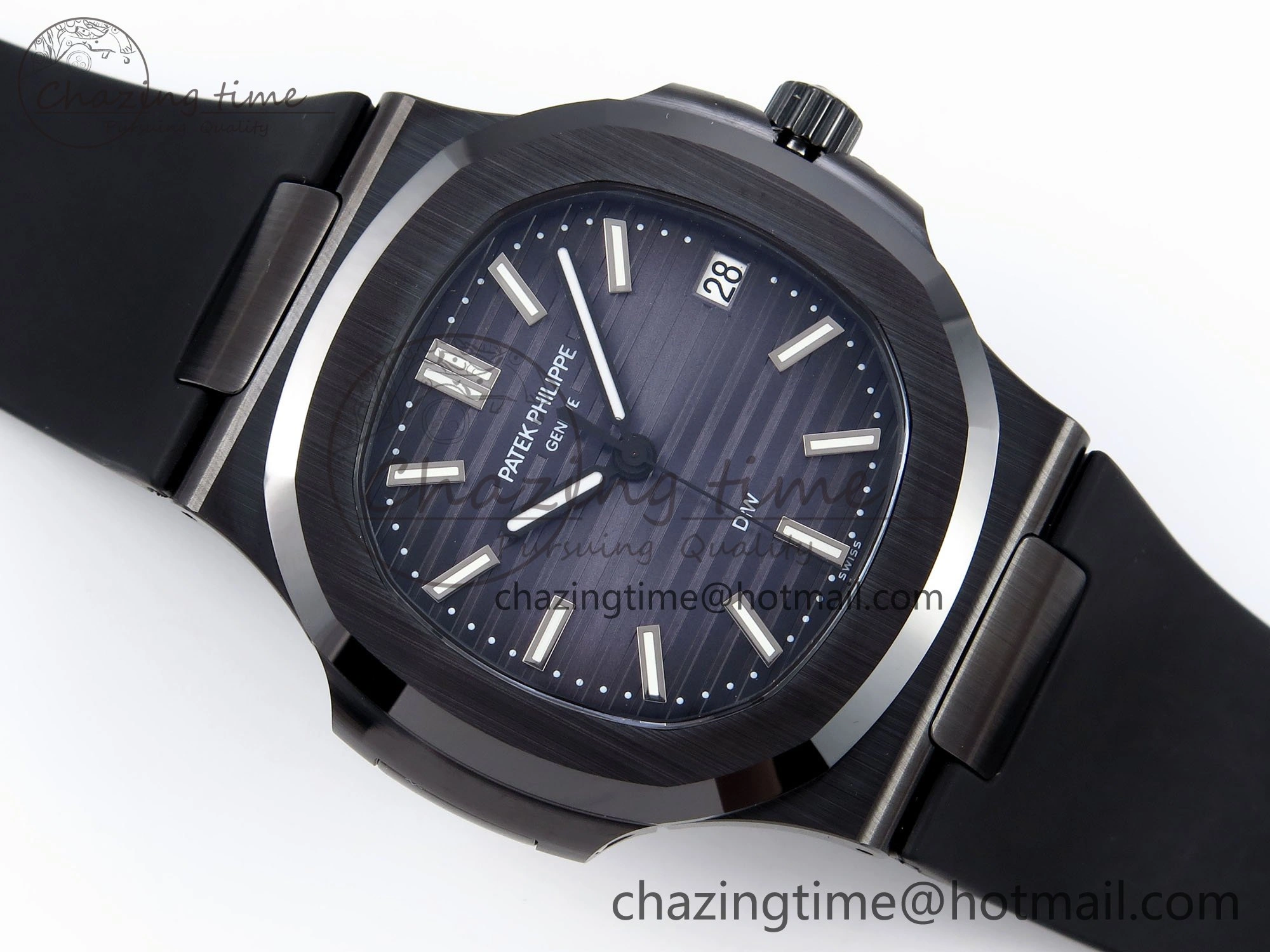 AET Nautilus 5711 Black Ceramic AMGF Best Edition Blue Dial on Black Rubber Strap MIYOTA 9015