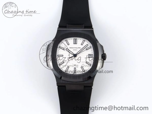 AET Nautilus 5711 Black Ceramic AMGF Best Edition White Dial on Black Rubber Strap MIYOTA 9015