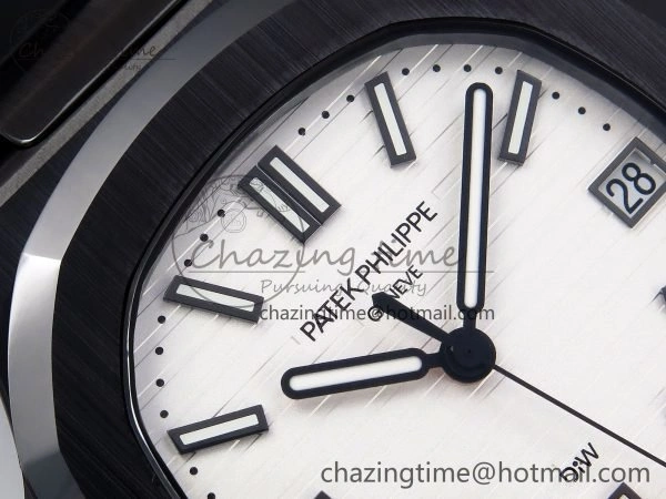 AET Nautilus 5711 Black Ceramic AMGF Best Edition White Dial on Black Rubber Strap MIYOTA 9015