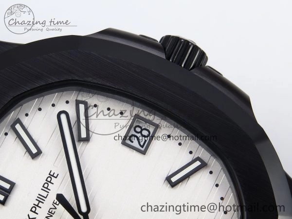 AET Nautilus 5711 Black Ceramic AMGF Best Edition White Dial on Black Rubber Strap MIYOTA 9015