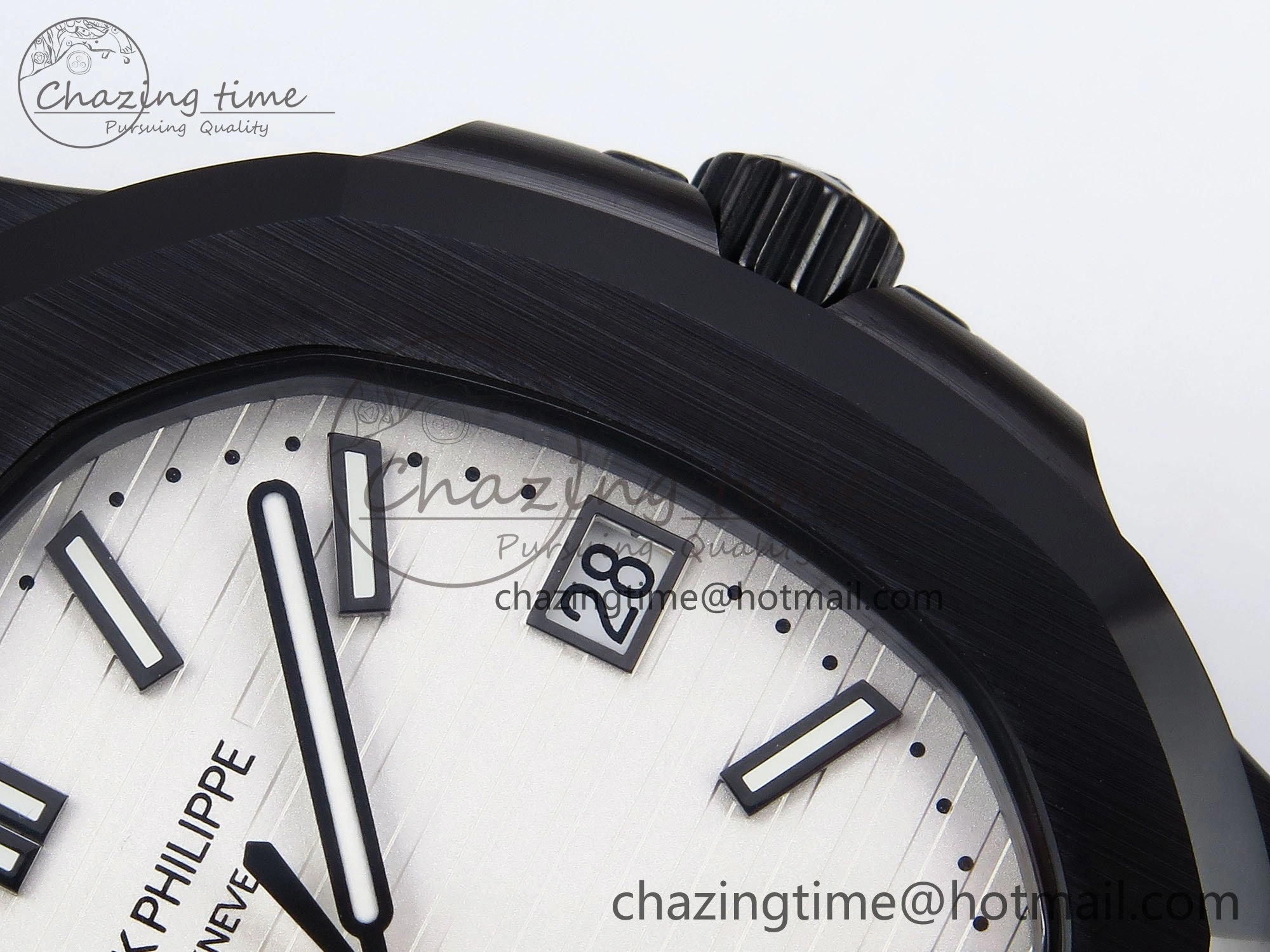 AET Nautilus 5711 Black Ceramic AMGF Best Edition White Dial on Black Rubber Strap MIYOTA 9015