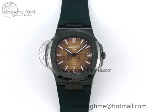 AET Nautilus 5711 Green Ceramic AMGF Best Edition Brown Dial on Green Rubber Strap MIYOTA 9015
