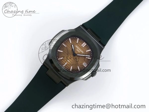 AET Nautilus 5711 Green Ceramic AMGF Best Edition Brown Dial on Green Rubber Strap MIYOTA 9015