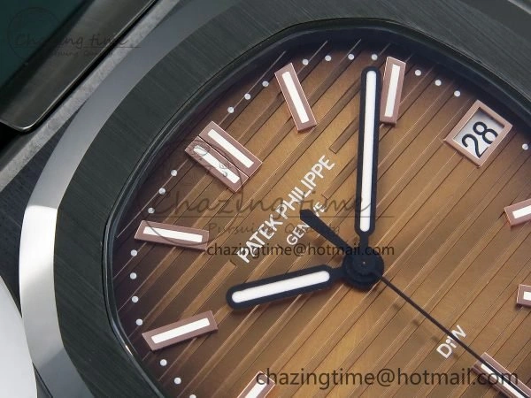 AET Nautilus 5711 Green Ceramic AMGF Best Edition Brown Dial on Green Rubber Strap MIYOTA 9015