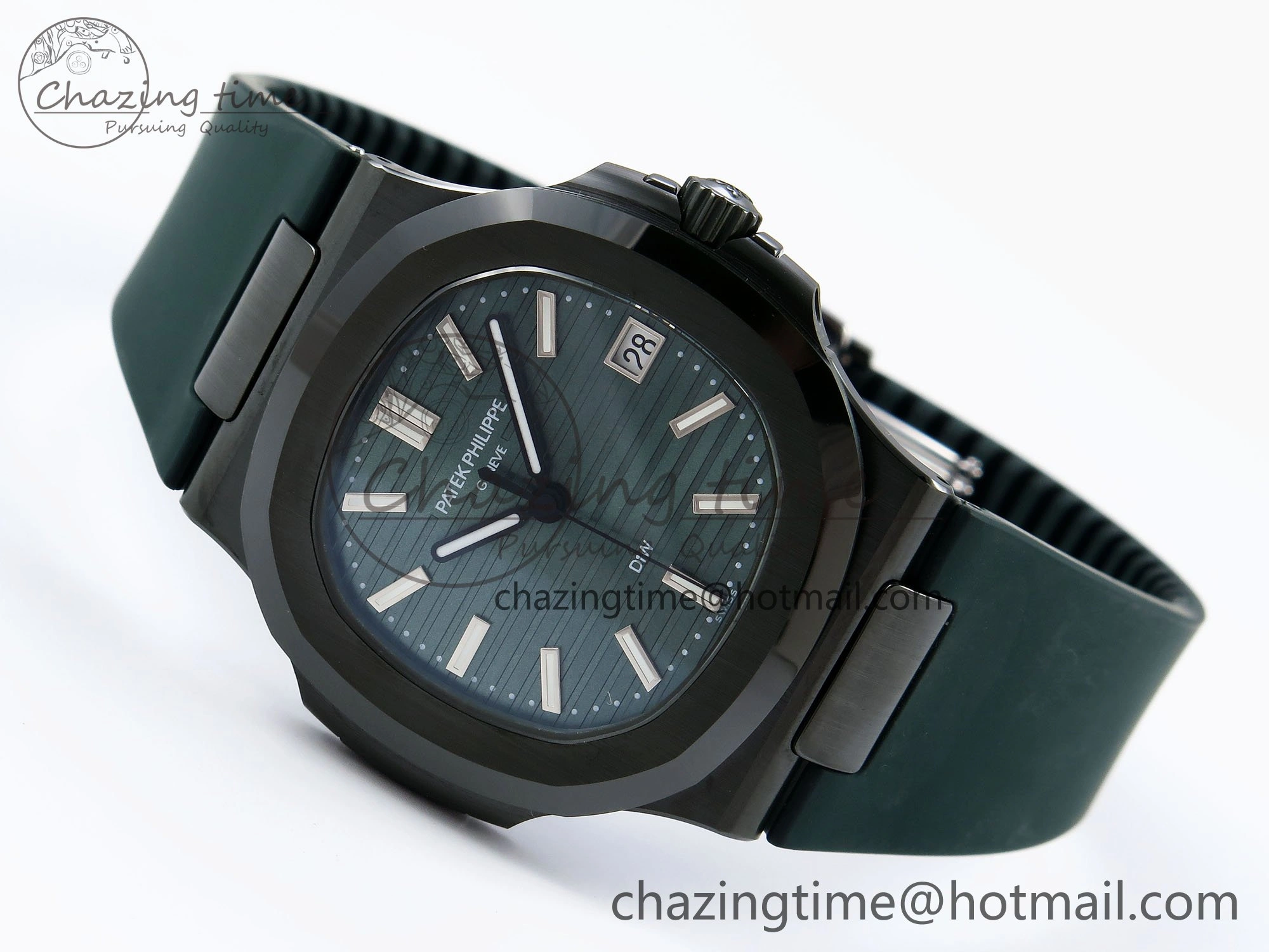 AET Nautilus 5711 Green Ceramic AMGF Best Edition Green Dial on Green Rubber Strap MIYOTA 9015