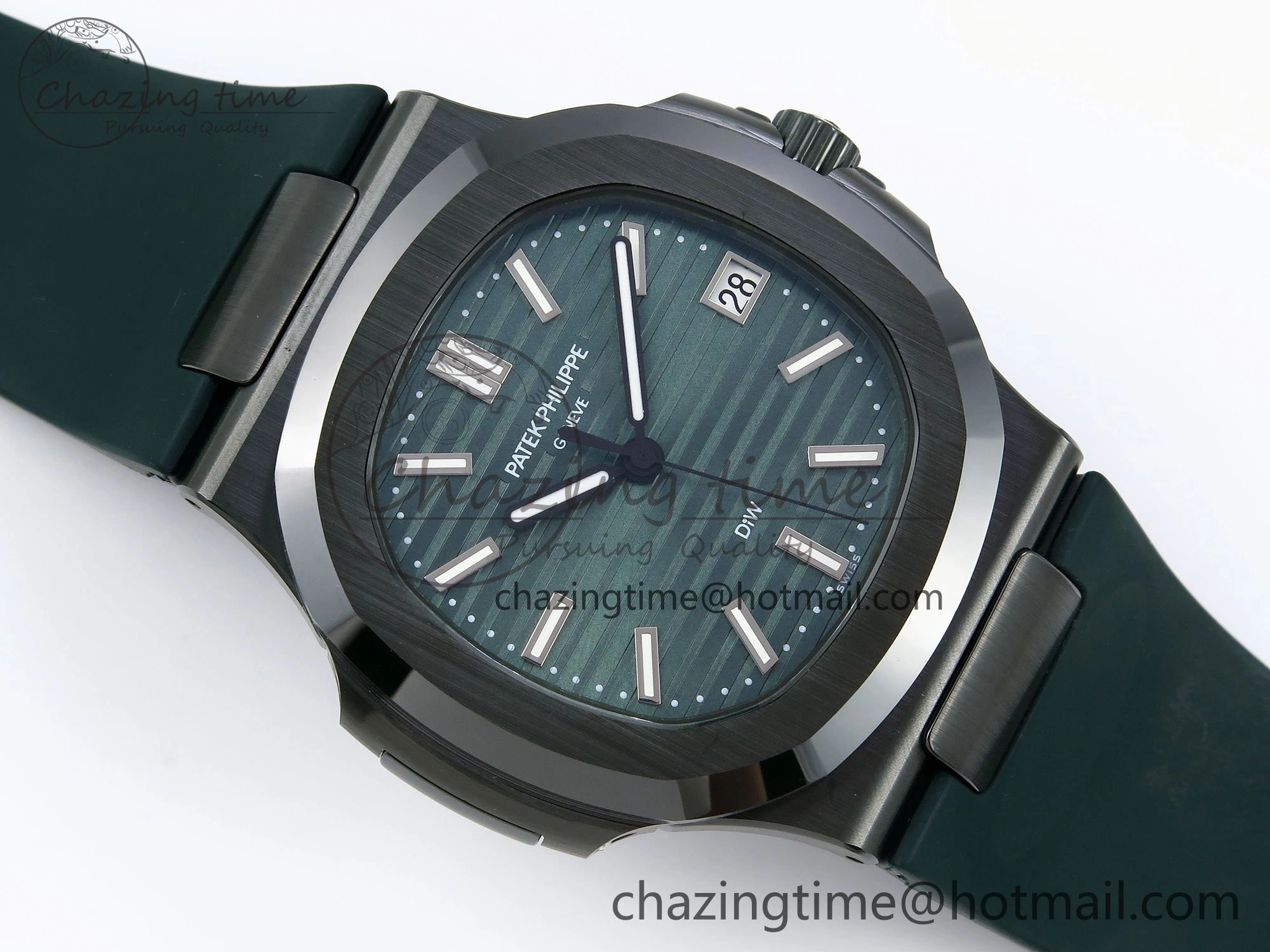 AET Nautilus 5711 Green Ceramic AMGF Best Edition Green Dial on Green Rubber Strap MIYOTA 9015