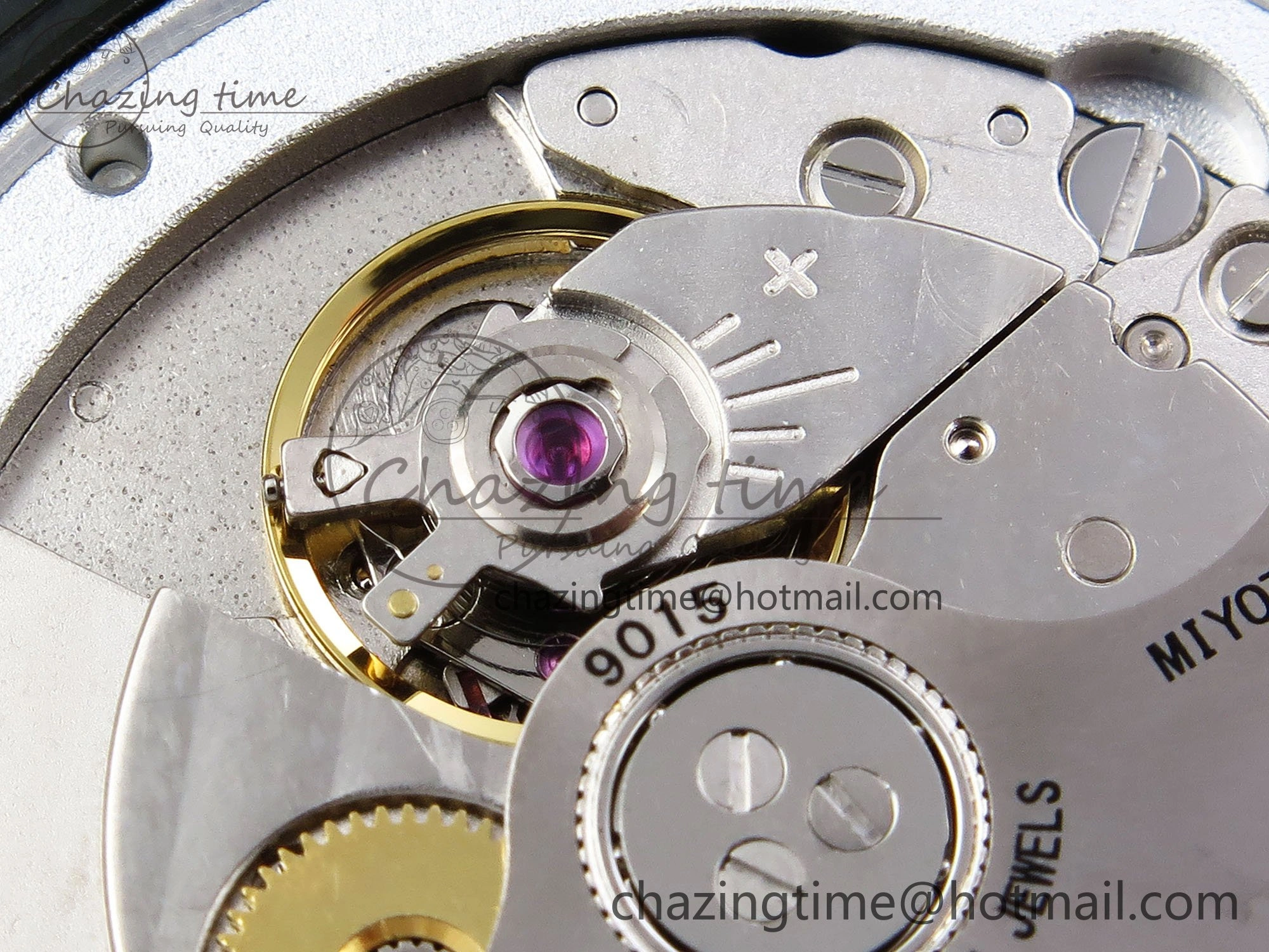AET Nautilus 5711 Green Ceramic AMGF Best Edition Purple Pink Dial on Green Rubber Strap MIYOTA 9015