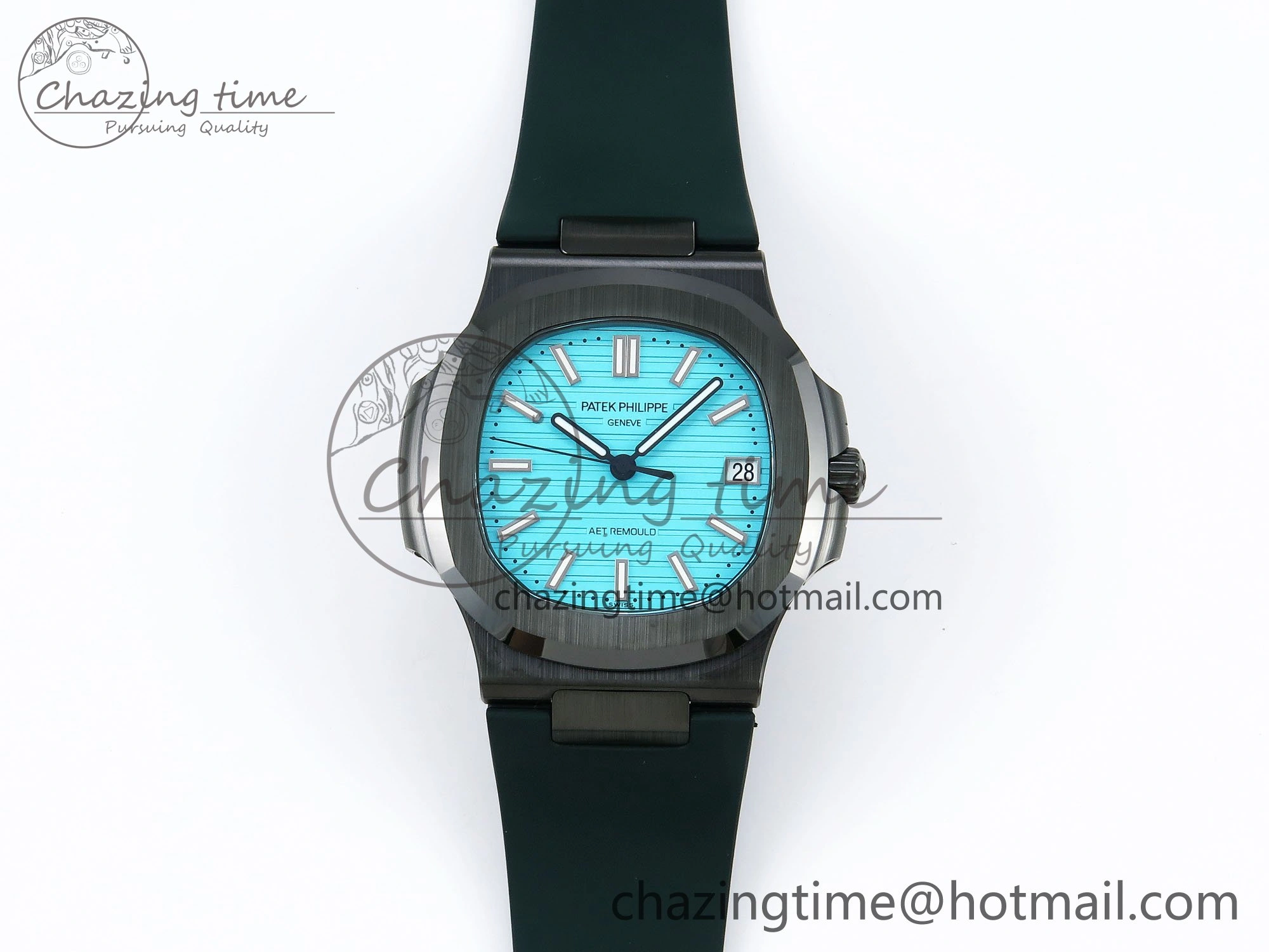 AET Nautilus 5711 Green Ceramic AMGF Best Edition Tiffany Blue Dial on Green Rubber Strap MIYOTA 9015