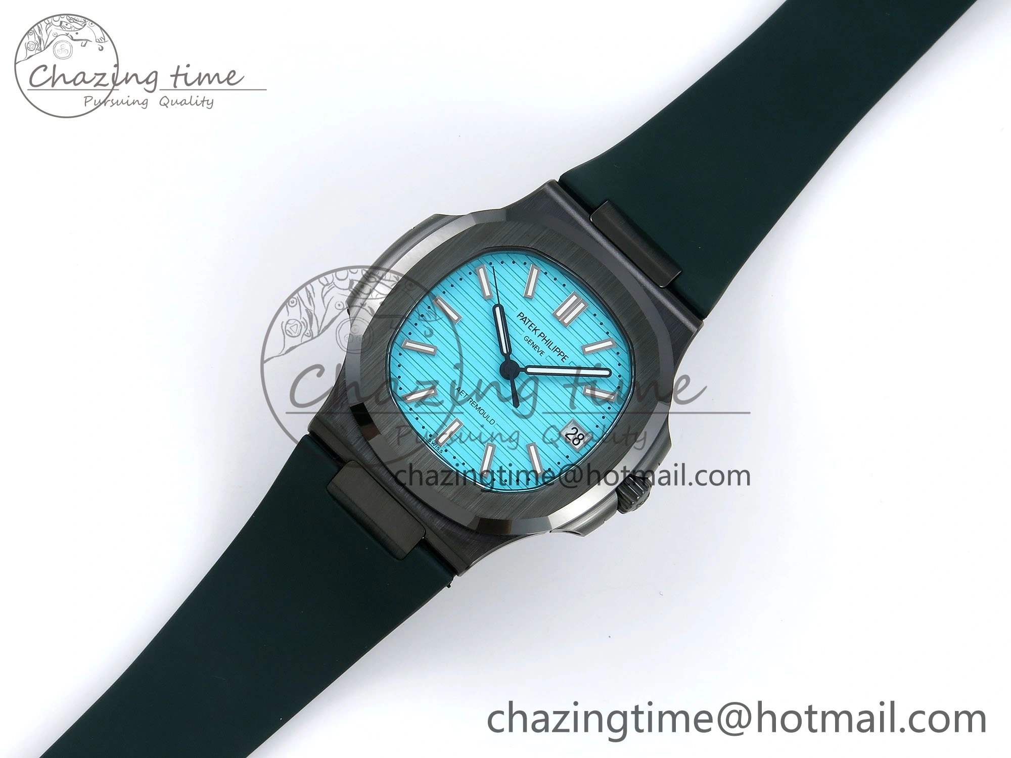 AET Nautilus 5711 Green Ceramic AMGF Best Edition Tiffany Blue Dial on Green Rubber Strap MIYOTA 9015