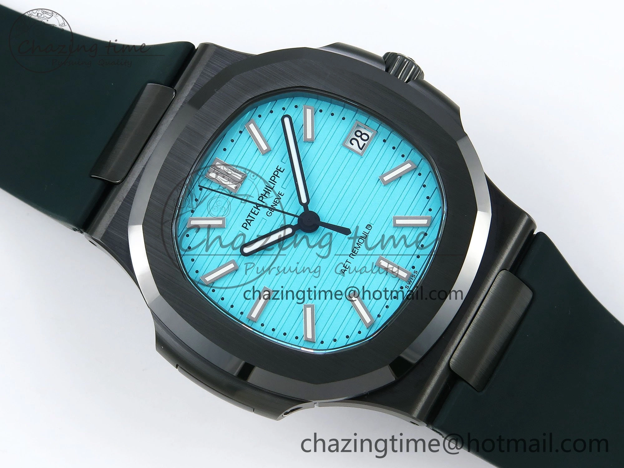 AET Nautilus 5711 Green Ceramic AMGF Best Edition Tiffany Blue Dial on Green Rubber Strap MIYOTA 9015