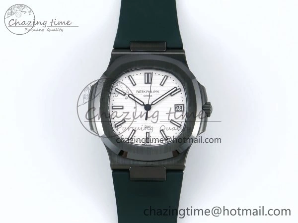 AET Nautilus 5711 Green Ceramic AMGF Best Edition White Dial on Green Rubber Strap MIYOTA 9015