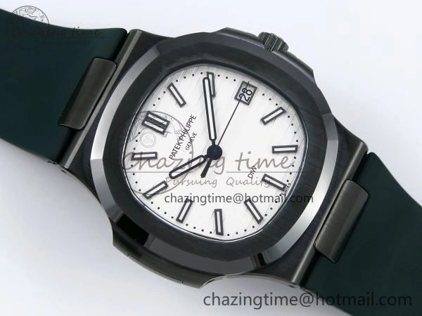 AET Nautilus 5711 Green Ceramic AMGF Best Edition White Dial on Green Rubber Strap MIYOTA 9015