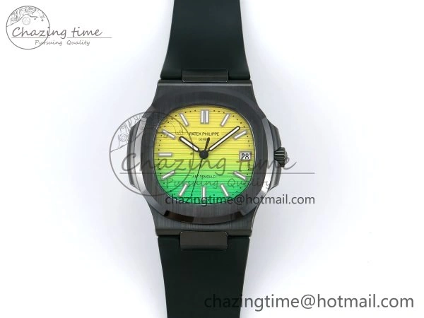 AET Nautilus 5711 Green Ceramic AMGF Best Edition Yellow Green Dial on Green Rubber Strap MIYOTA 9015