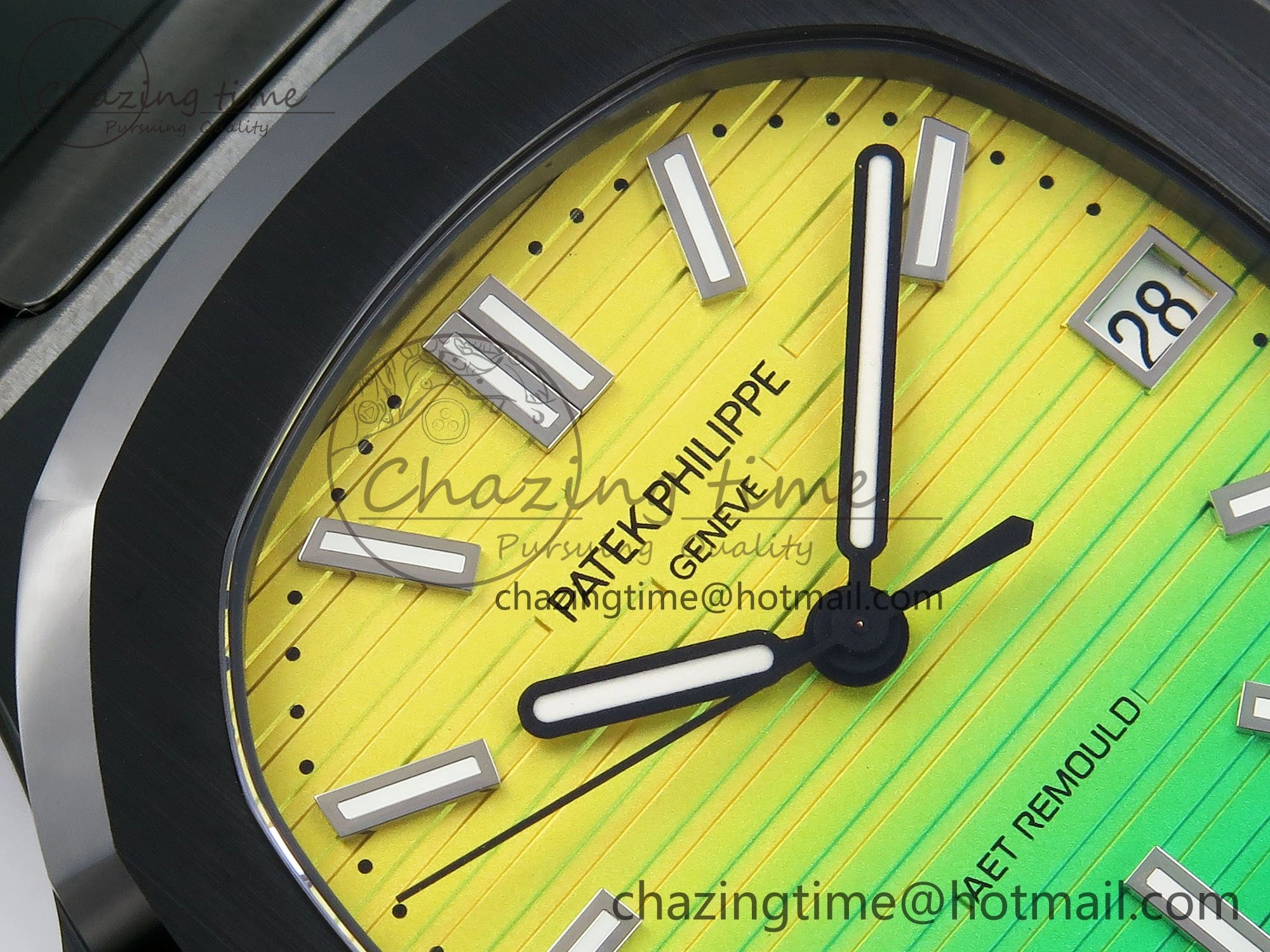 AET Nautilus 5711 Green Ceramic AMGF Best Edition Yellow Green Dial on Green Rubber Strap MIYOTA 9015