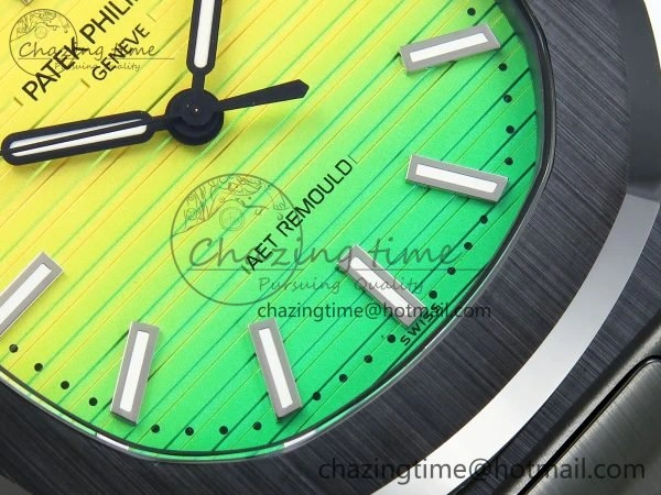 AET Nautilus 5711 Green Ceramic AMGF Best Edition Yellow Green Dial on Green Rubber Strap MIYOTA 9015