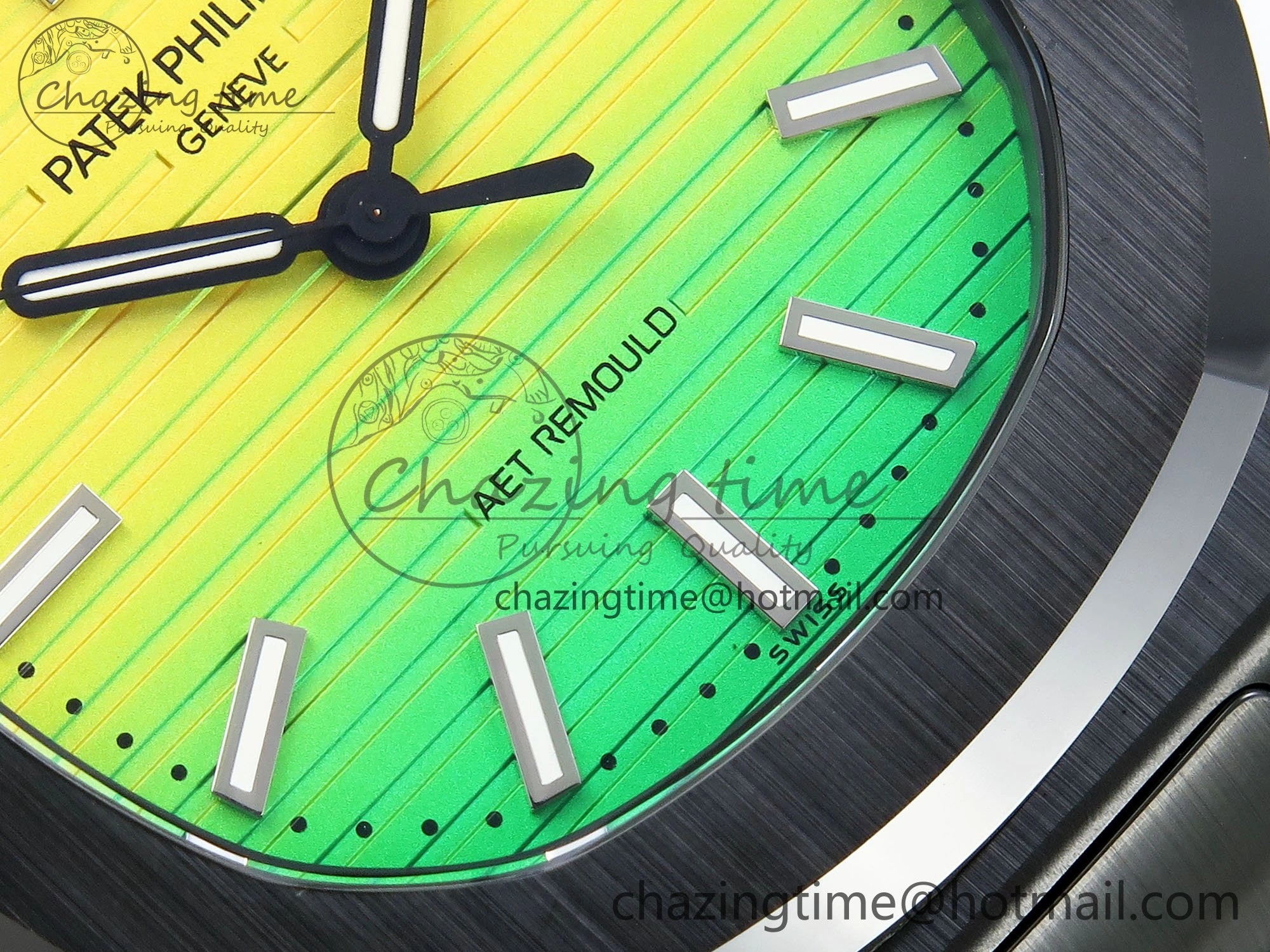 AET Nautilus 5711 Green Ceramic AMGF Best Edition Yellow Green Dial on Green Rubber Strap MIYOTA 9015