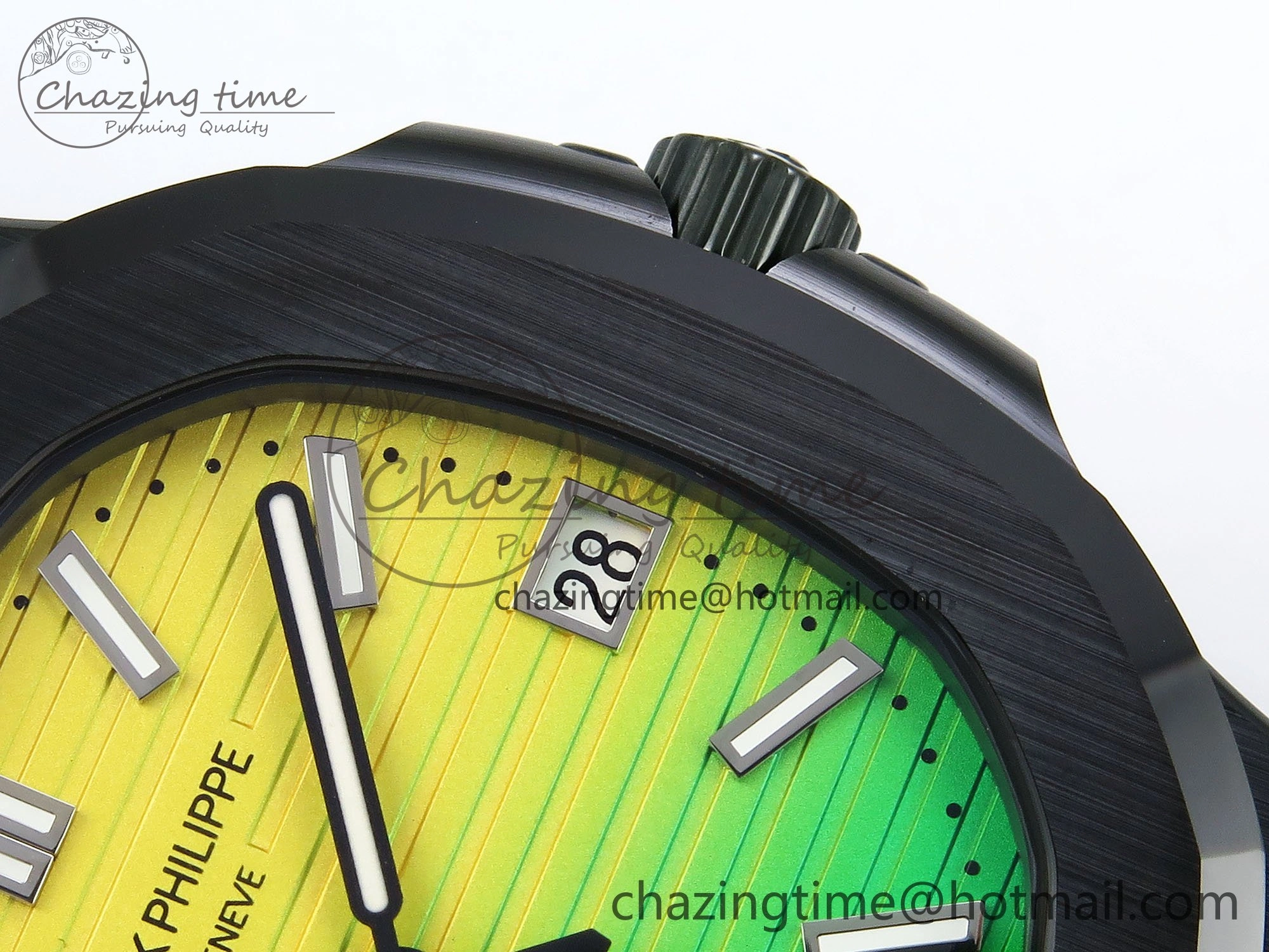 AET Nautilus 5711 Green Ceramic AMGF Best Edition Yellow Green Dial on Green Rubber Strap MIYOTA 9015
