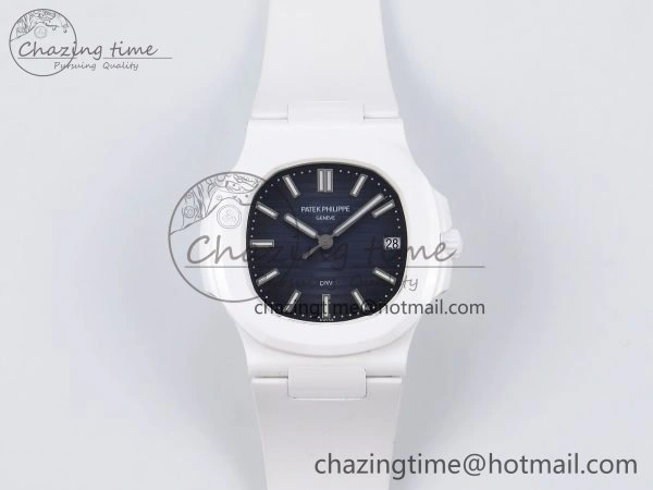AET Nautilus 5711 White Ceramic AMGF Best Edition Blue Dial on White Rubber Strap MIYOTA 9015