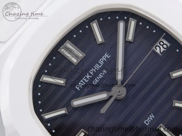 AET Nautilus 5711 White Ceramic AMGF Best Edition Blue Dial on White Rubber Strap MIYOTA 9015