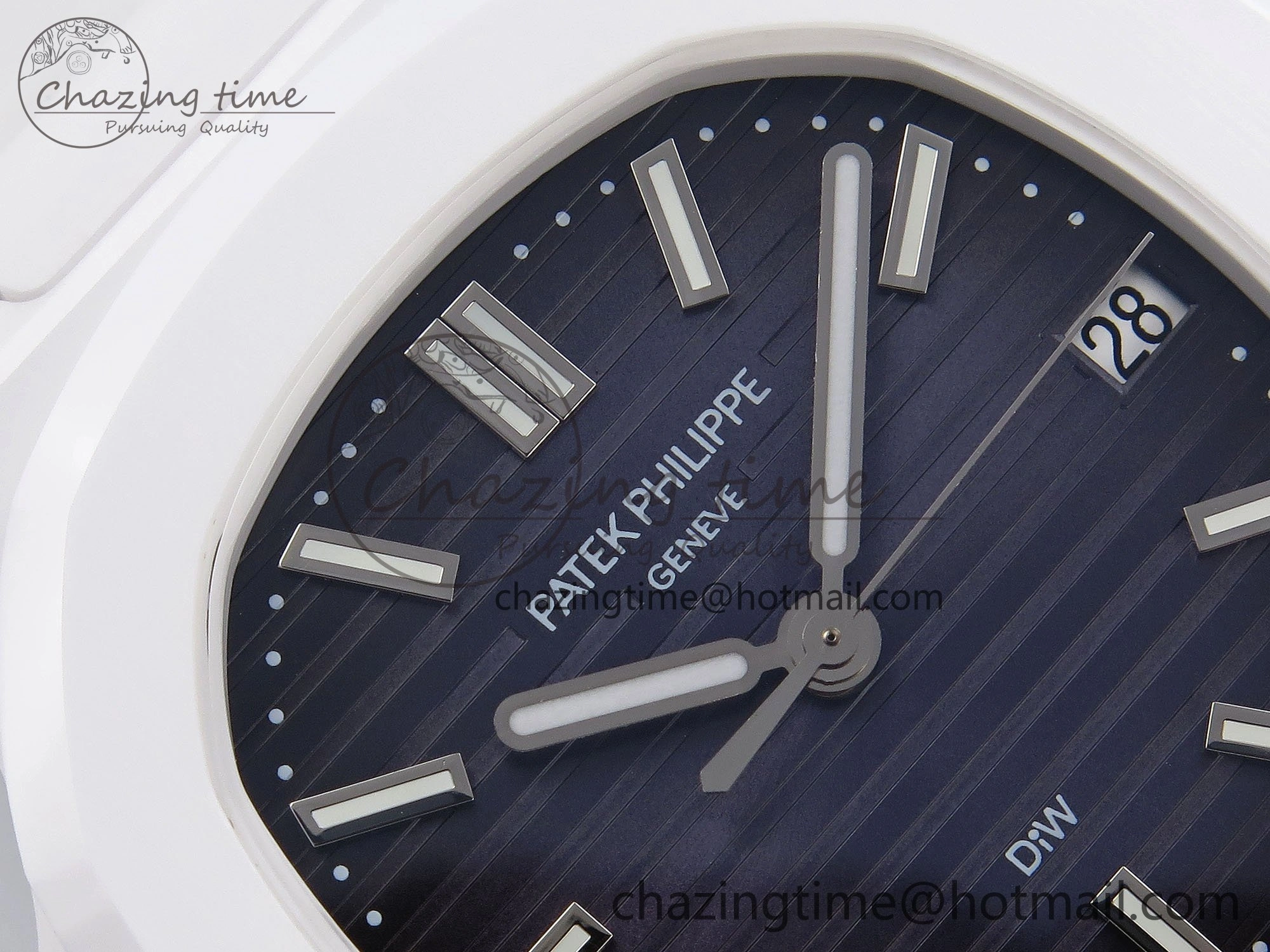 AET Nautilus 5711 White Ceramic AMGF Best Edition Blue Dial on White Rubber Strap MIYOTA 9015